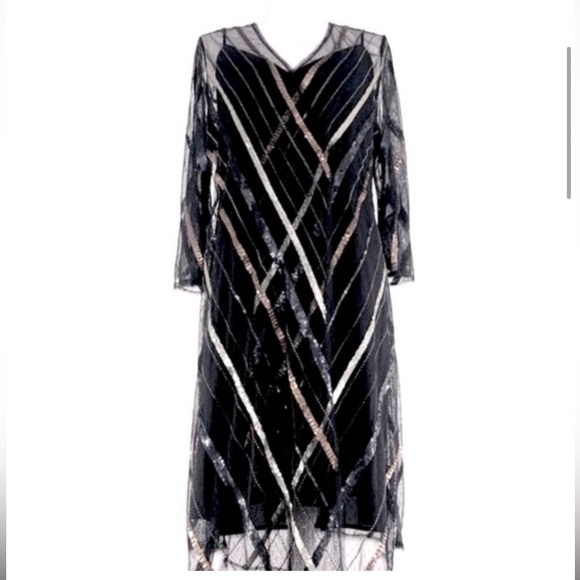 BCBMAXAZRIA Sheer Sequin Wrap Dress / Size Medium - Picture 2 of 11